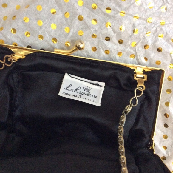 SOLD LA REGALE Black Beaded Vintage Gatsby Purse - Picture 6 of 6